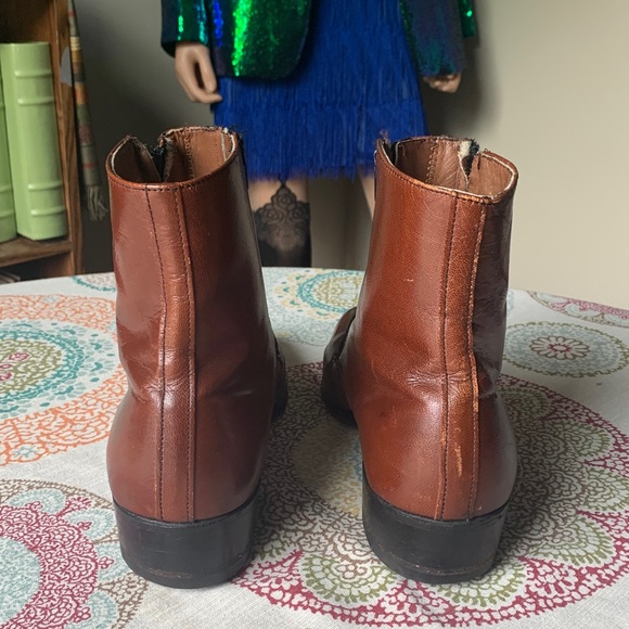 70’s Bostonian Double Zipper Brown Ankle Boots 8.5 - Picture 4 of 13